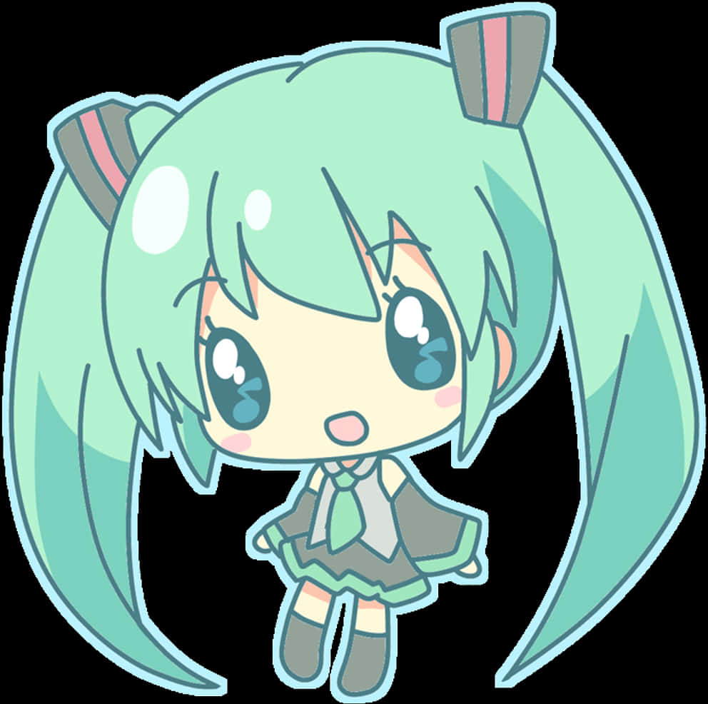 Chibi_ Hatsune_ Miku_ Vector PNG Image