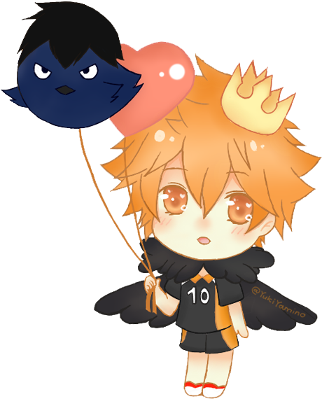 Chibi Hinatawith Crow Balloon PNG Image