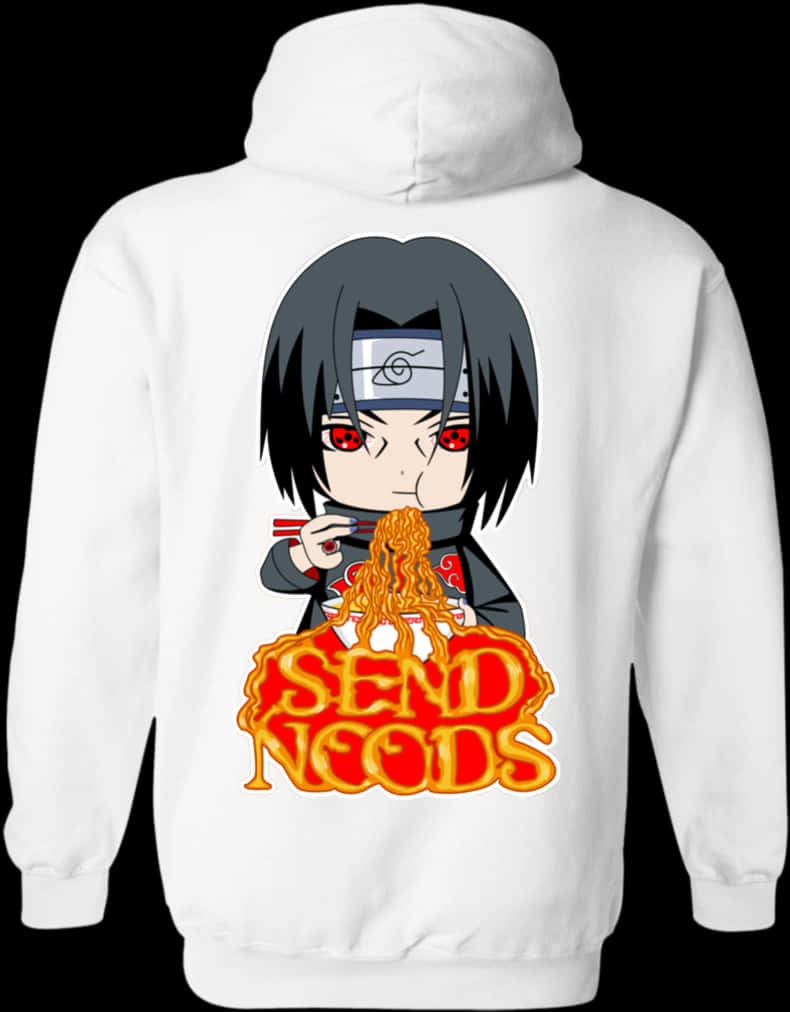 Chibi Itachi Eating Noodles Hoodie PNG Image