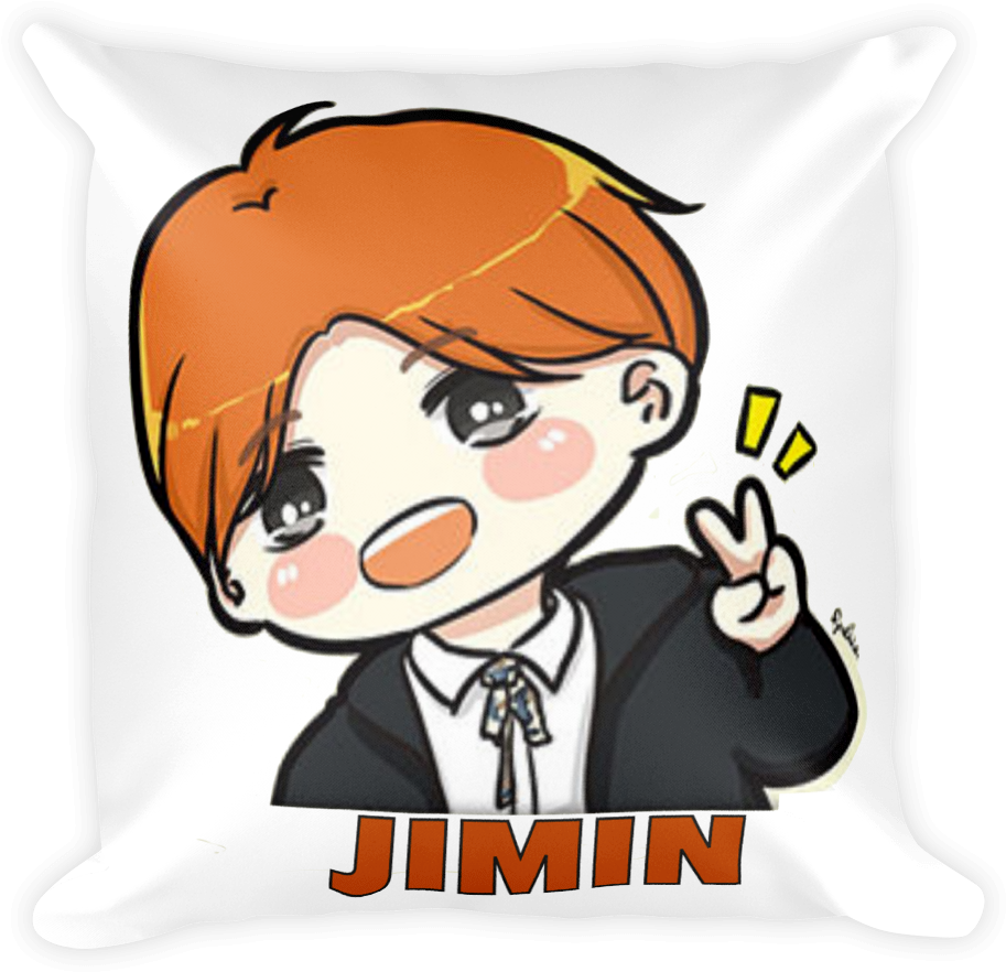 Chibi Jimin B T S Cushion Design PNG Image