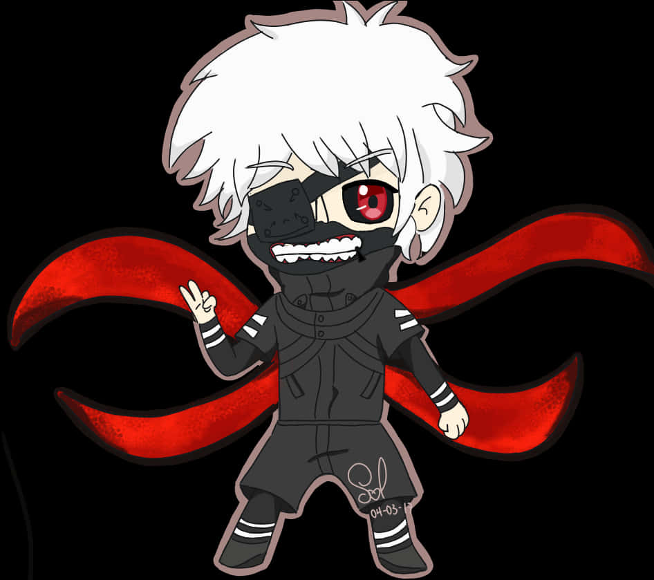 Chibi Kanekiwith Kagune PNG Image