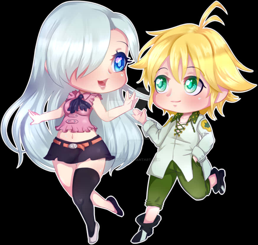 Chibi Meliodasand Elizabeth Fan Art PNG Image