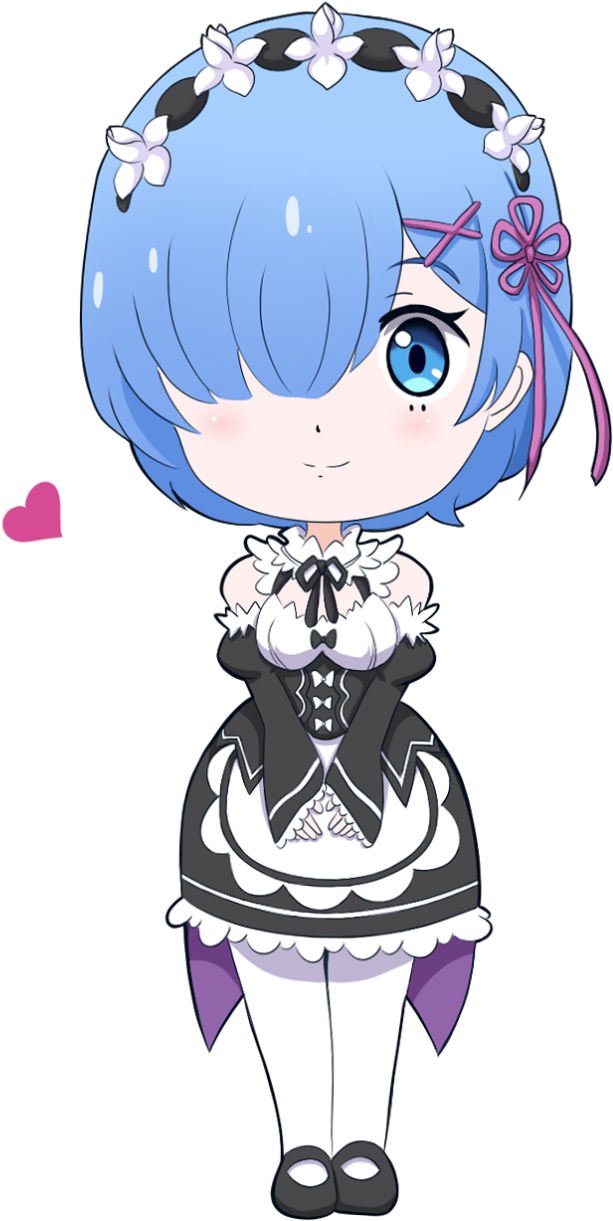 Chibi Rem Re Zero Cute Pose PNG Image