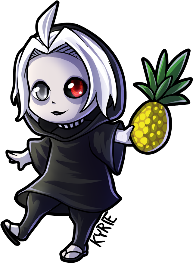 Chibi Robot Holding Pineapple PNG Image