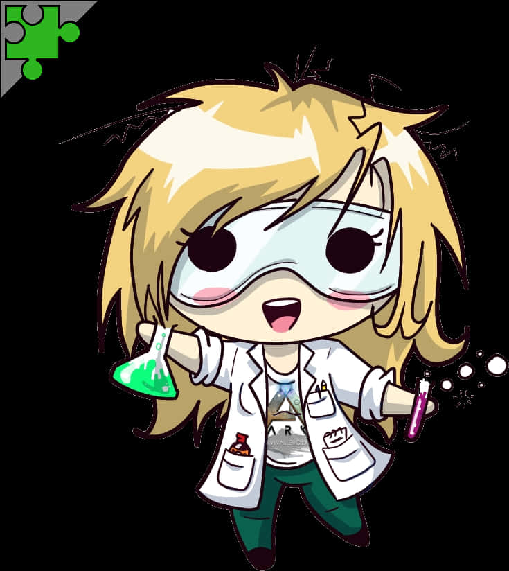 Chibi Scientist Adventure PNG Image