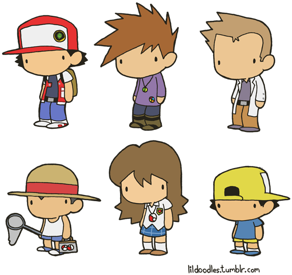 Chibi Style Animated Characters PNG Image