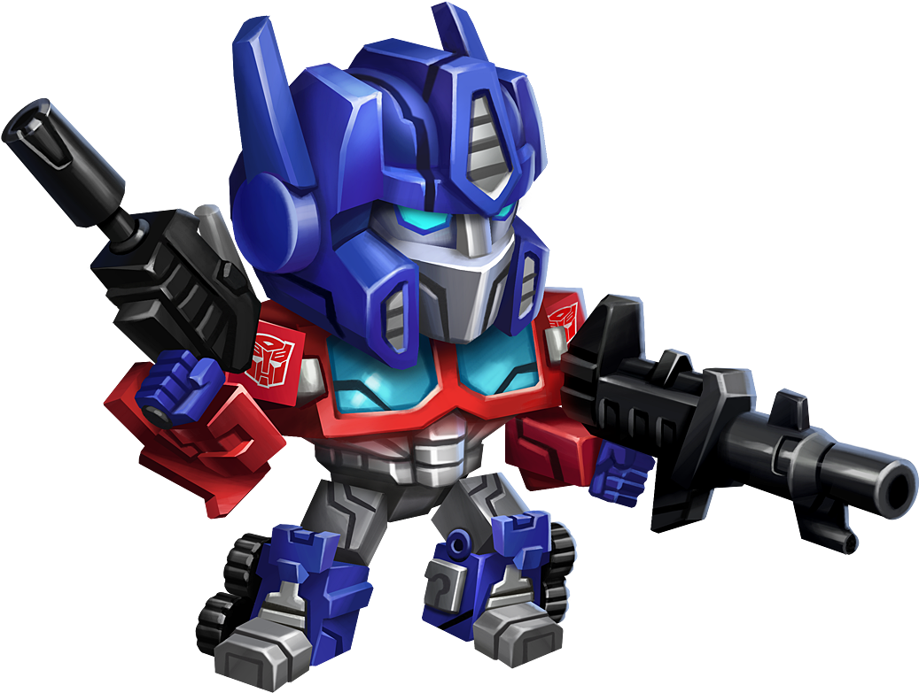 Chibi Style Optimus Prime With Blaster PNG Image