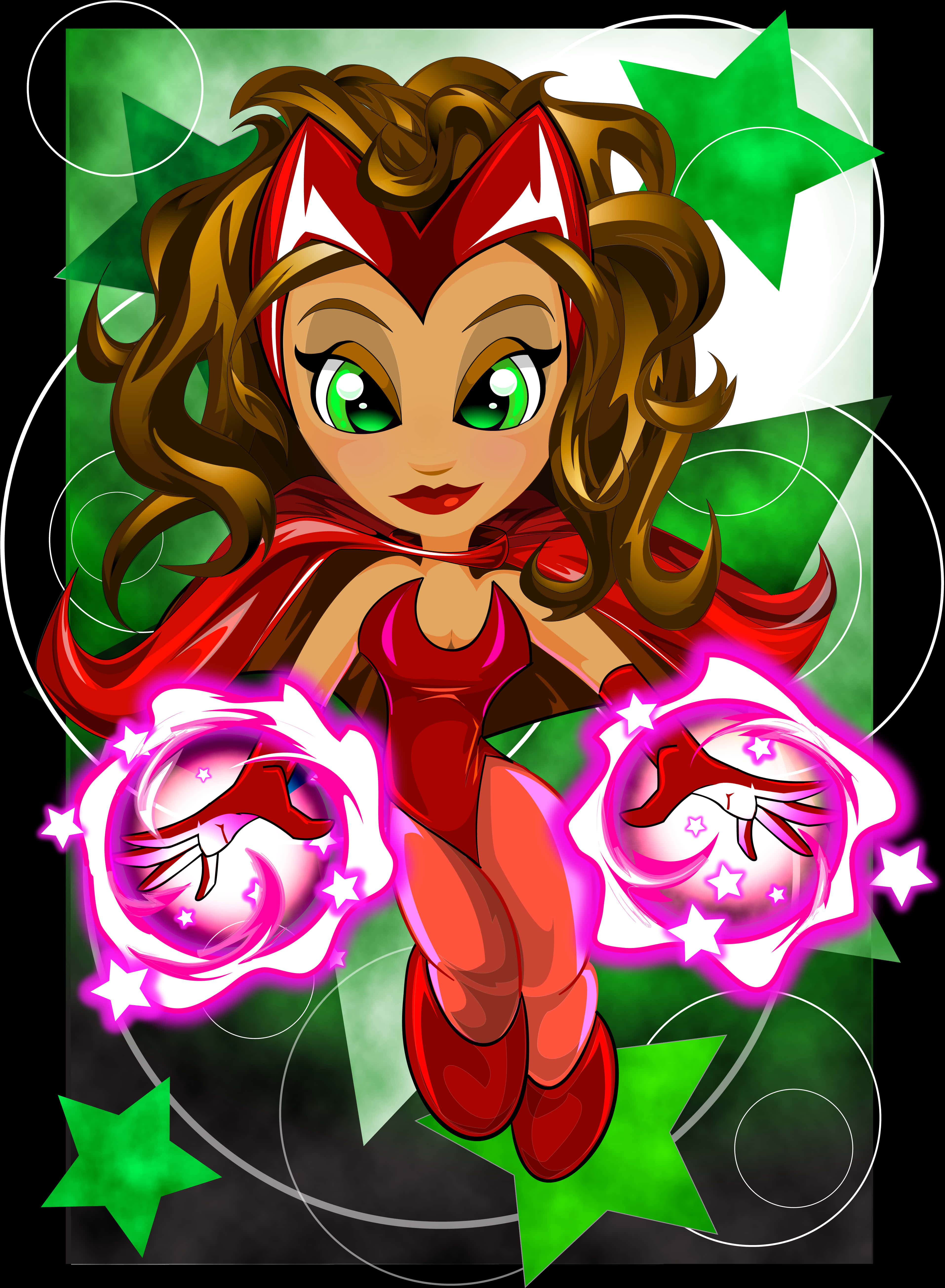 Chibi Style Scarlet Witch Artwork PNG Image