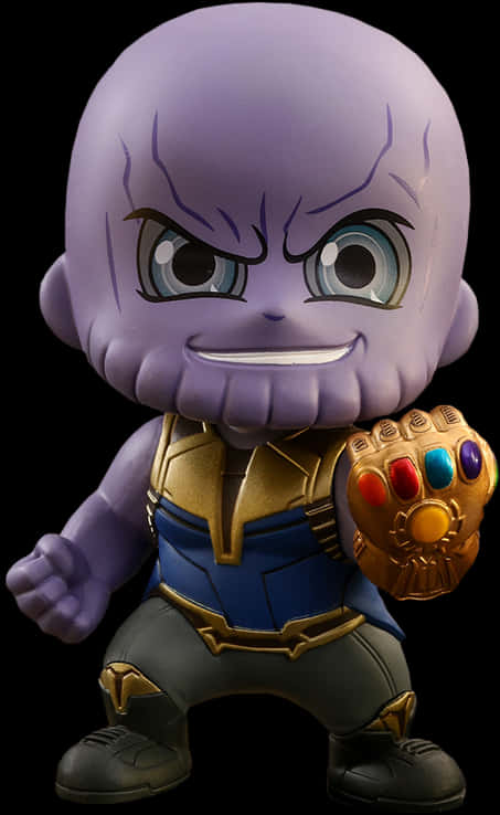 Chibi Style Thanos Figure With Infinity Gauntlet PNG Image