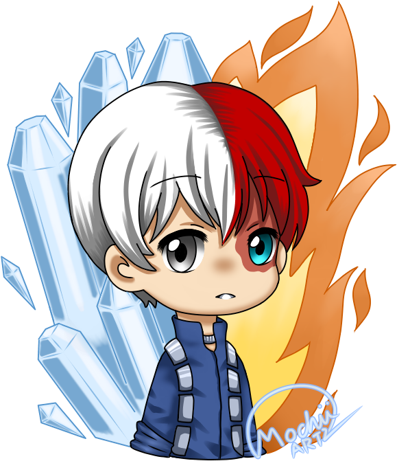 Chibi Todoroki Iceand Fire PNG Image