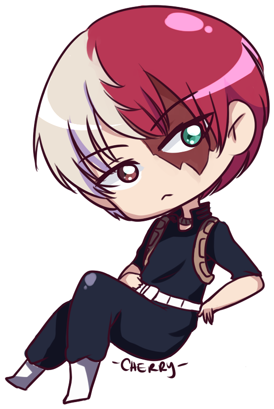 Chibi Todoroki Sitting Illustration PNG Image