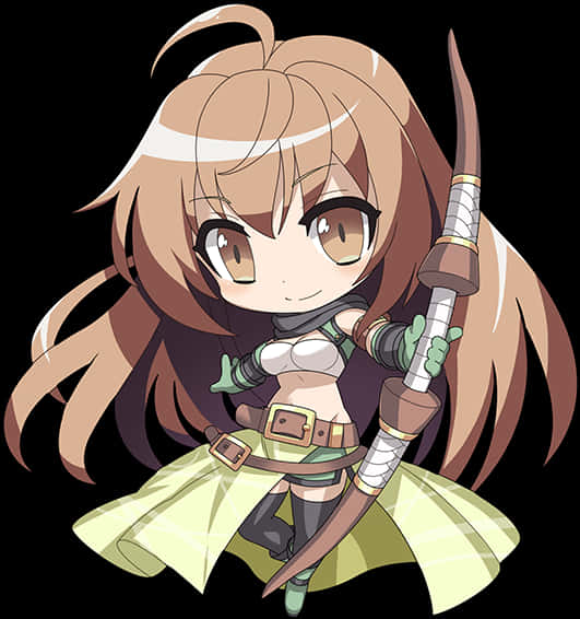 Chibi Warrior Girl Anime Character PNG Image