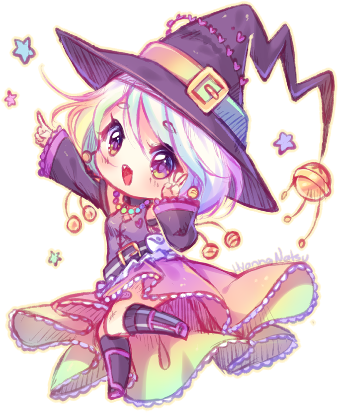 Chibi Witch Celebration PNG Image