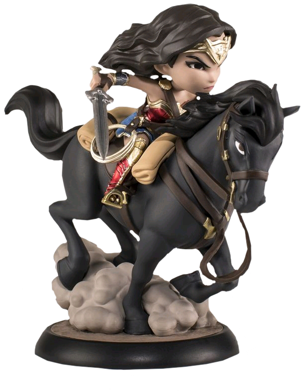 Chibi Wonder Womanon Horse Figurine PNG Image