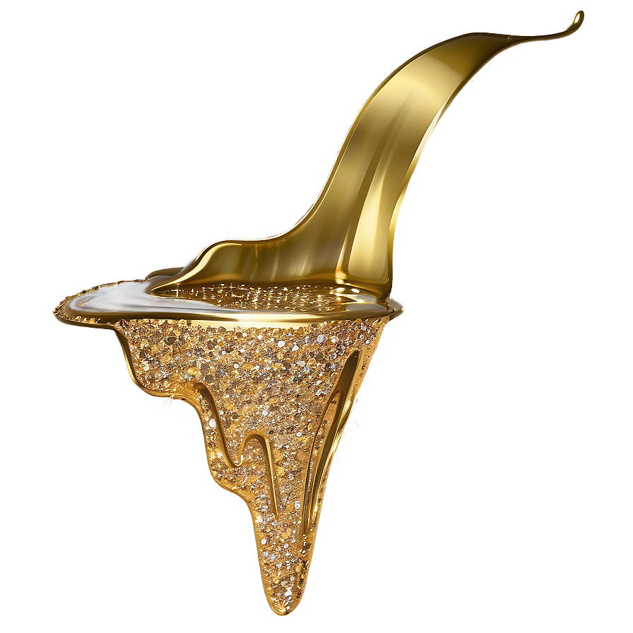 Chic Gold Glitter Drip Png Bwa PNG Image