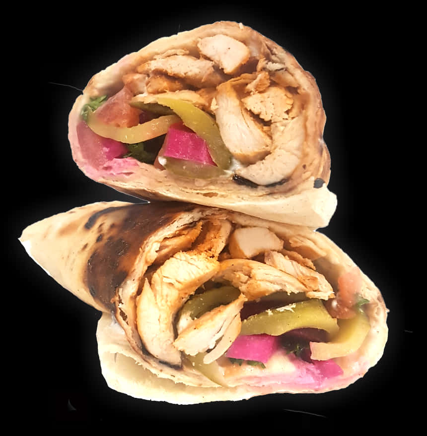 Chicken Shawarma Wrap Cut Open PNG Image