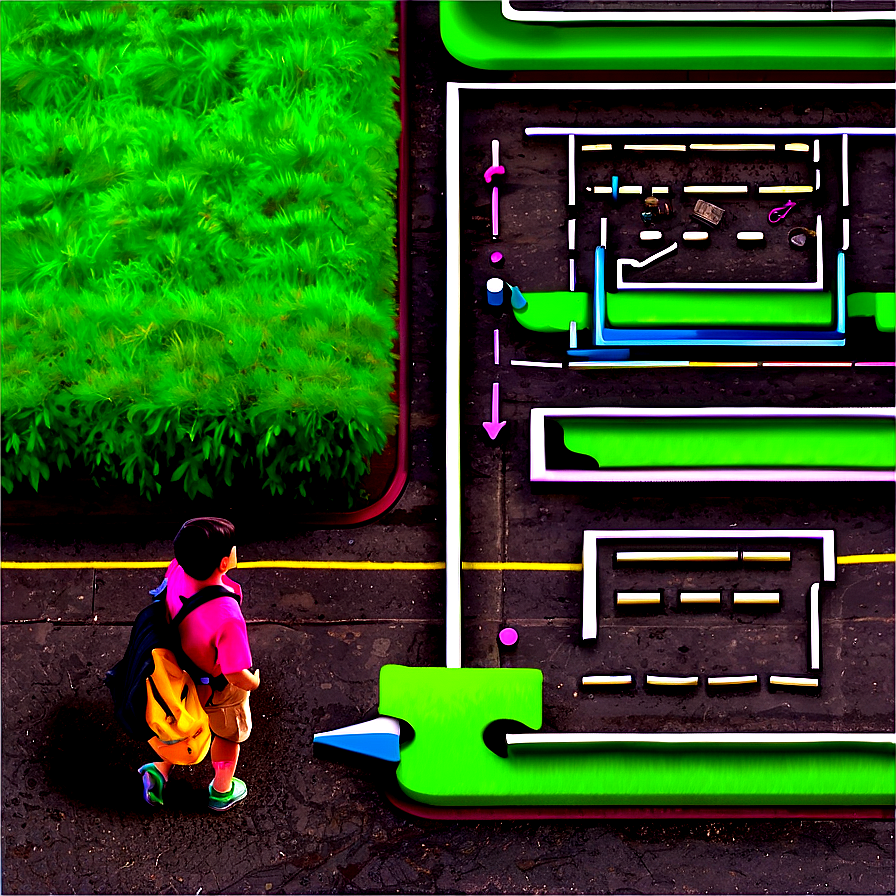 Child Backpack Urban Maze Top View PNG Image