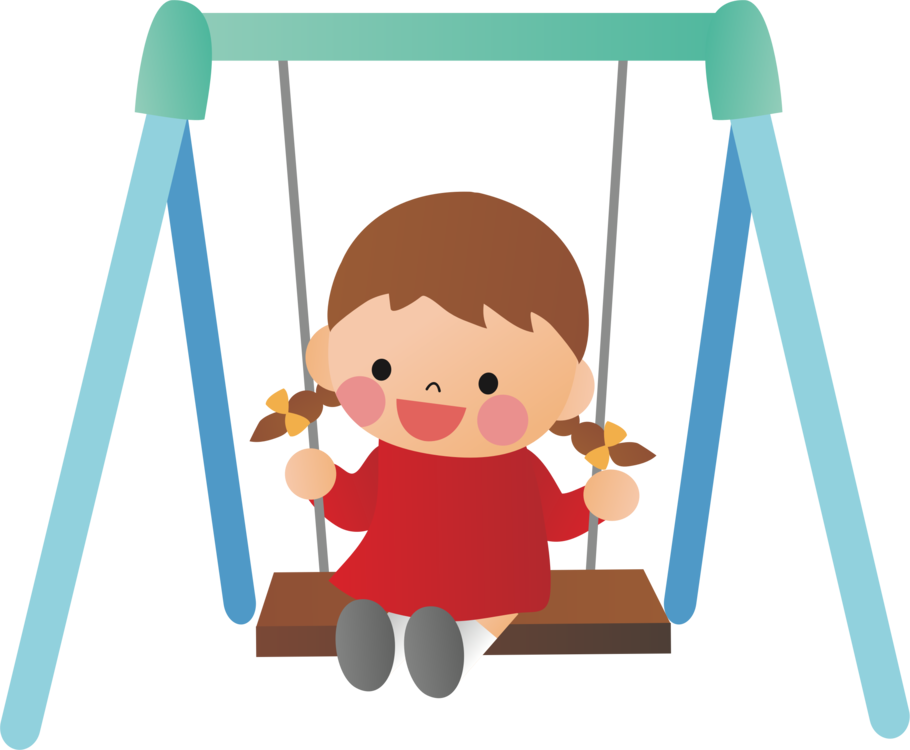 Child On Swing Cartoon PNG Image