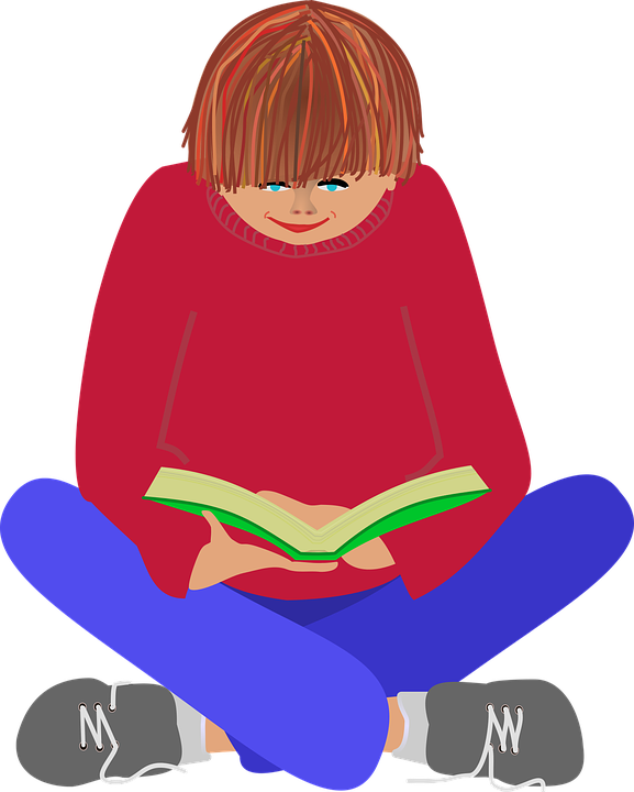 Child Reading Book Illustration PNG Image