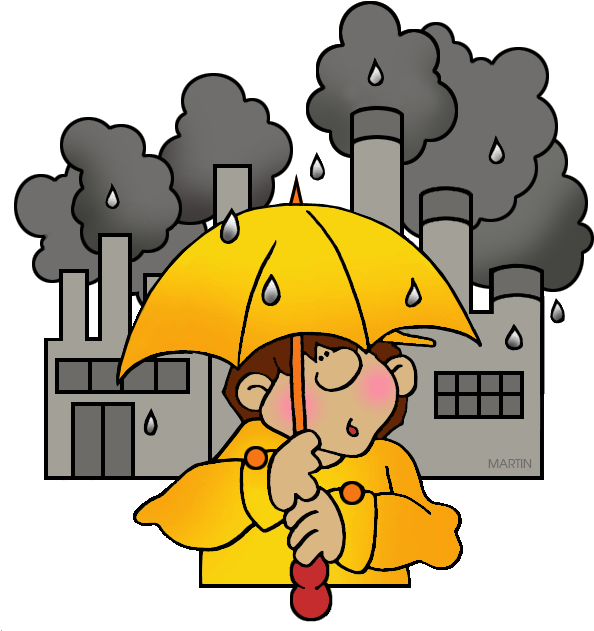 Child With Umbrella Rainy Industrial Backdrop.png PNG Image