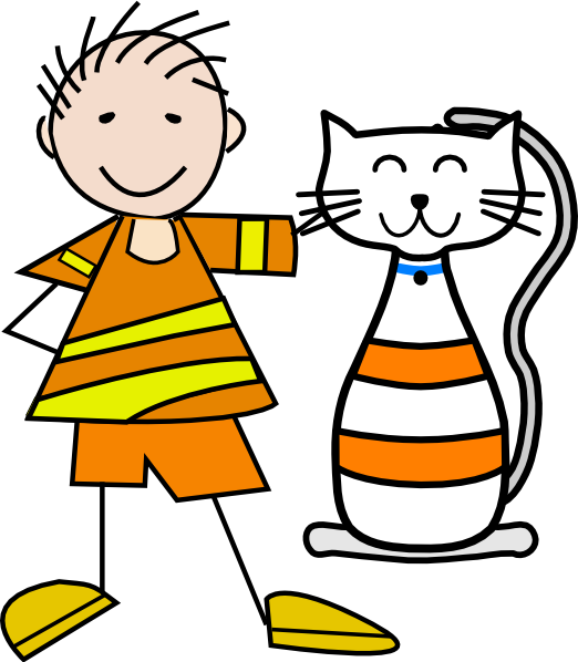 Childand Calico Cat Cartoon PNG Image