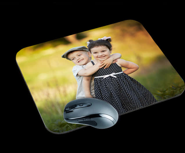 Children Hugging Mouse Pad PNG Image