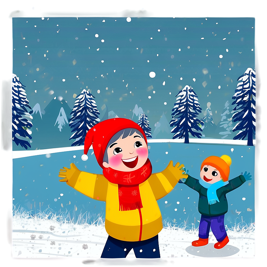 Children Playing In Snowfall Png Mms PNG Image