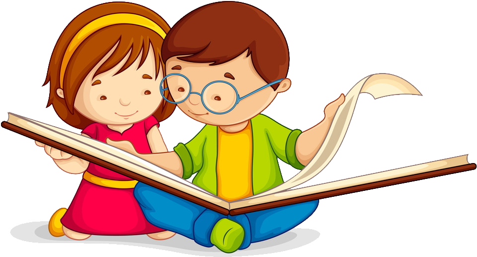 Children Reading Book Clipart PNG Image