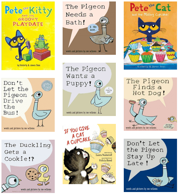 Childrens Book Covers Collage Pete The Cat Pigeon Series PNG Image