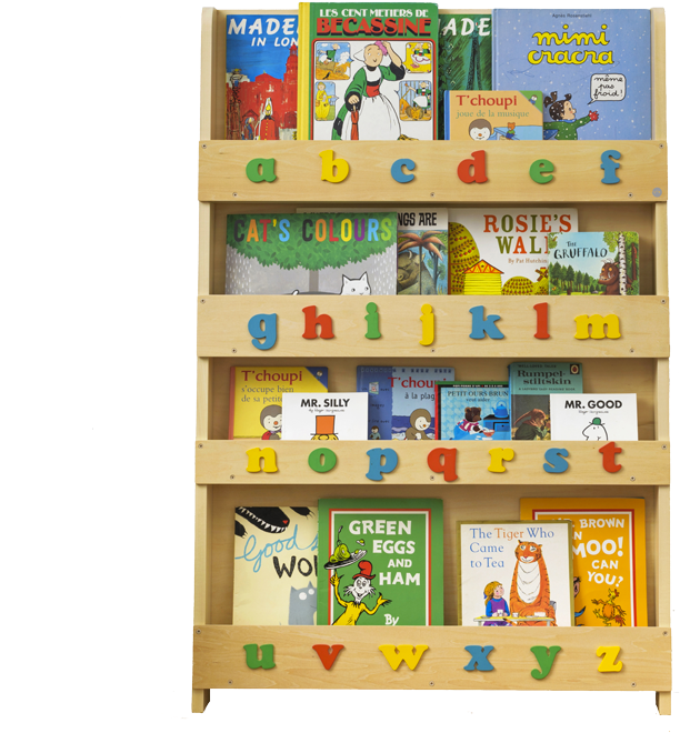 Childrens Bookshelf Alphabet Theme PNG Image