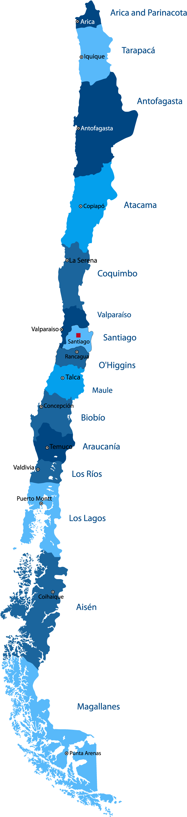 Chile Administrative Regions Map PNG Image