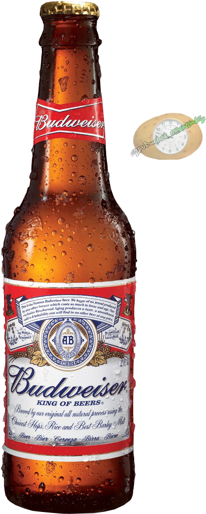 Chilled Budweiser Beer Bottle PNG Image