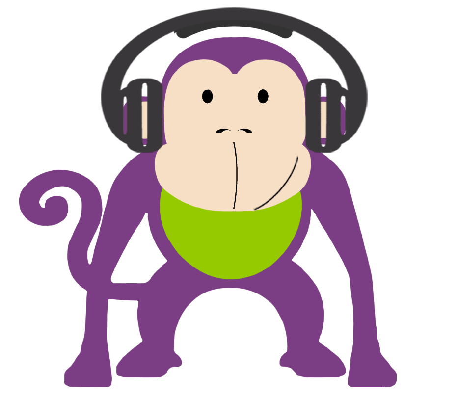 Chimpanzee_with_ Headphones_ Vector PNG Image