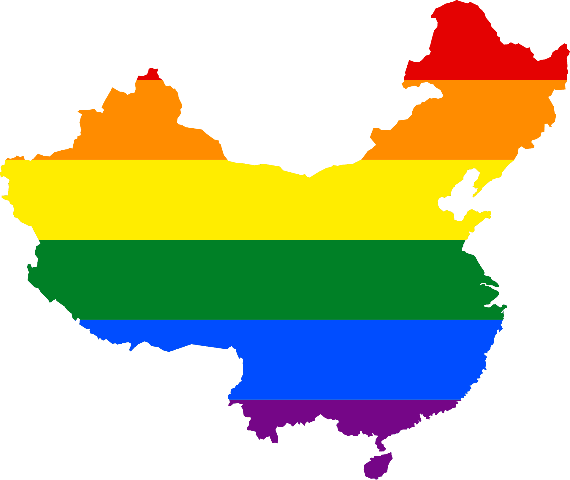 China Map Rainbow Colors PNG Image