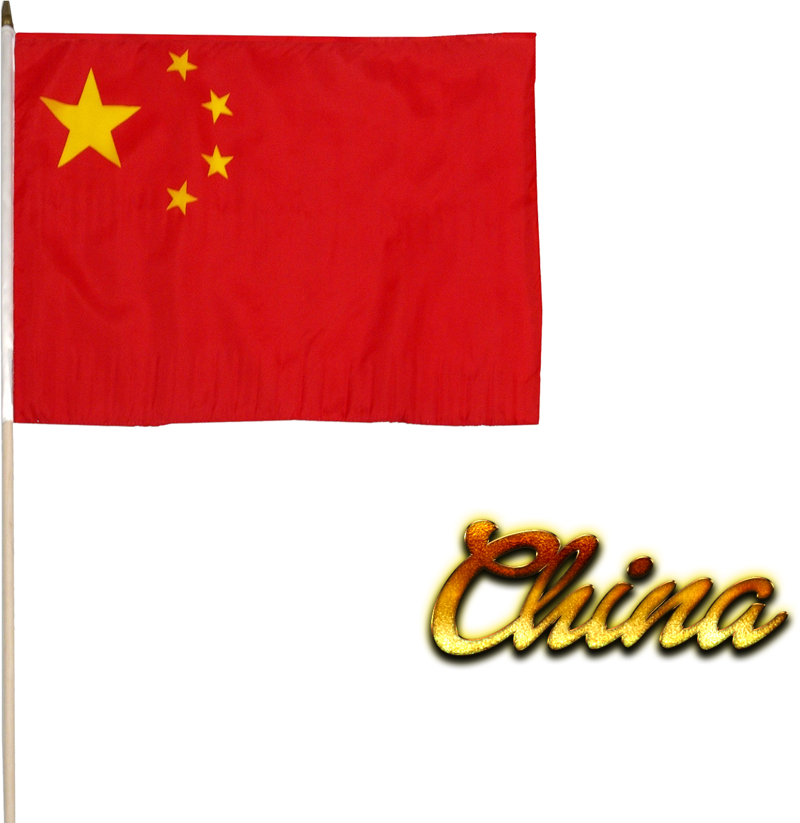 Chinese Flagand Golden Text PNG Image