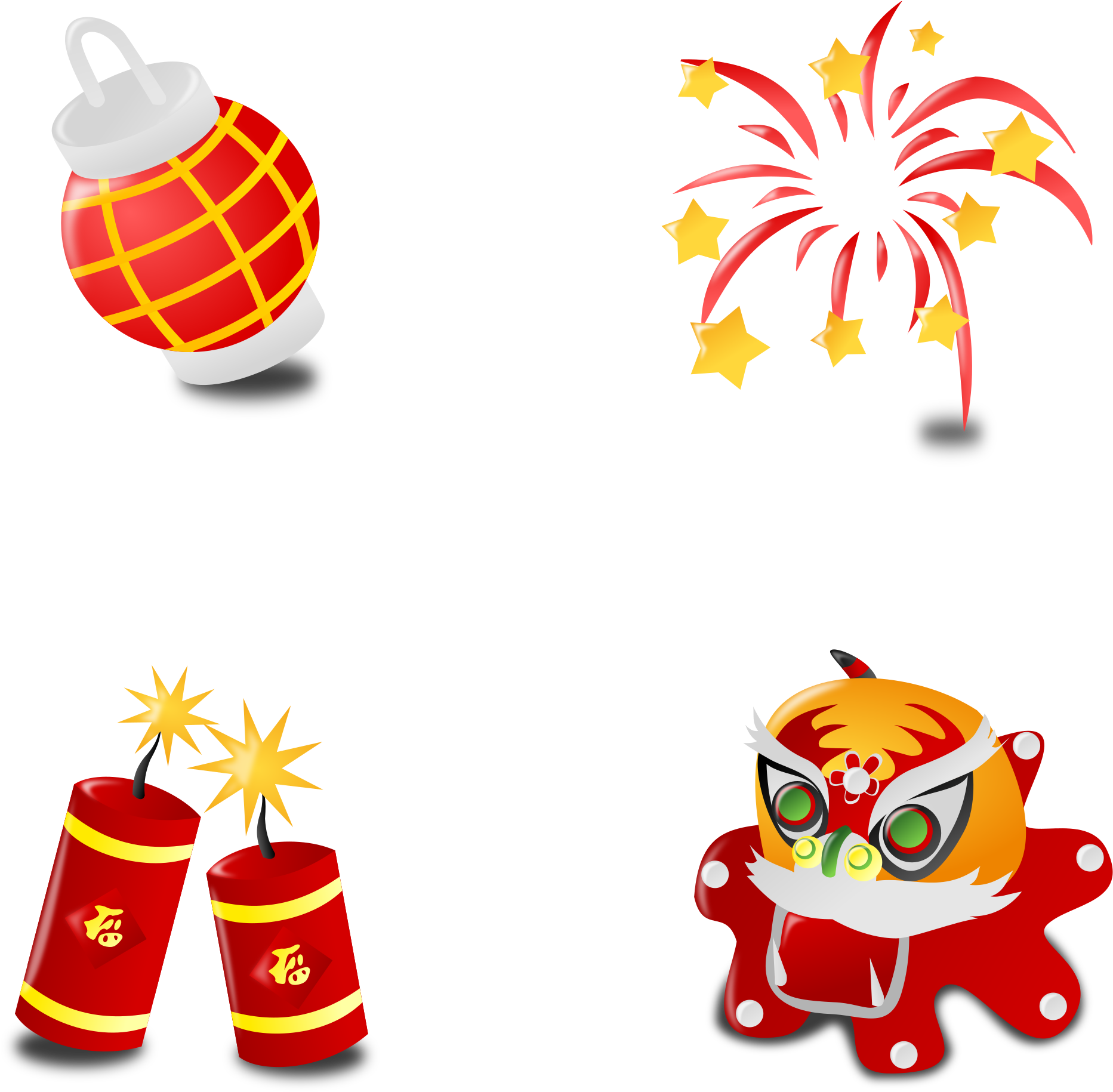 Chinese New Year Festive Icons PNG Image