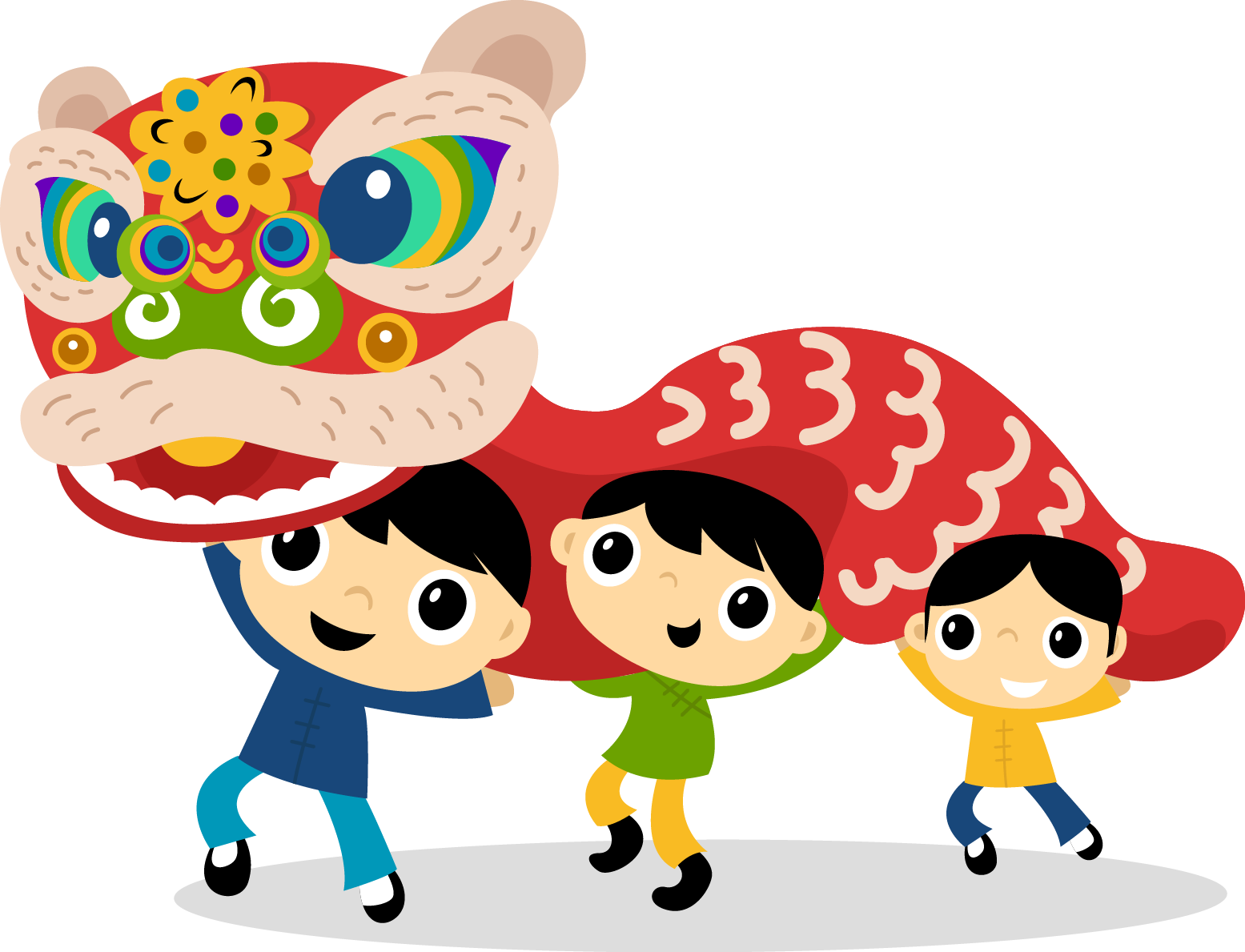 Chinese New Year Lion Dance Cartoon PNG Image