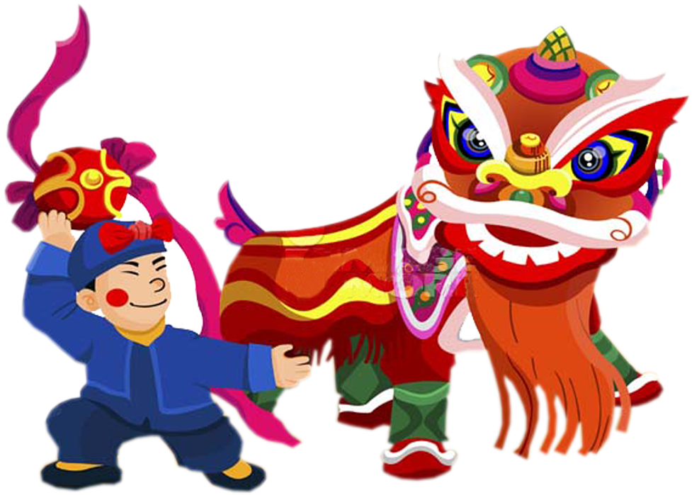 Chinese New Year Lion Dance Celebration PNG Image