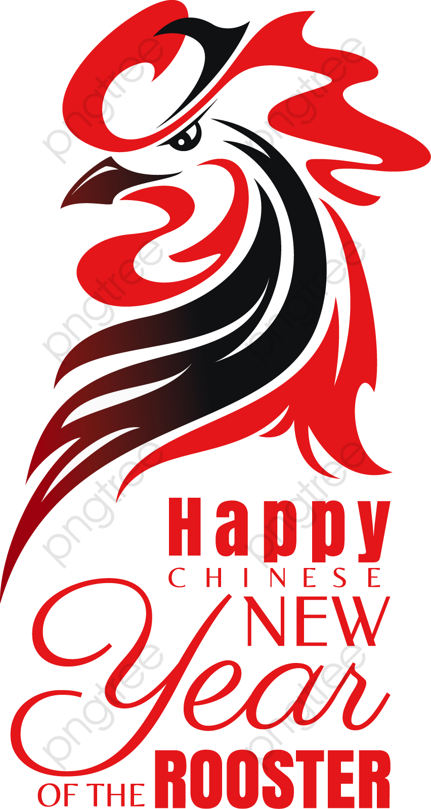 Chinese New Year Rooster Greeting PNG Image