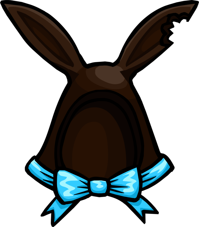 Chocolate Bunny Blue Bow Illustration PNG Image