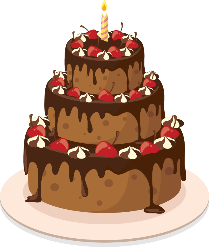 Chocolate Cherry Layer Cake Illustration PNG Image