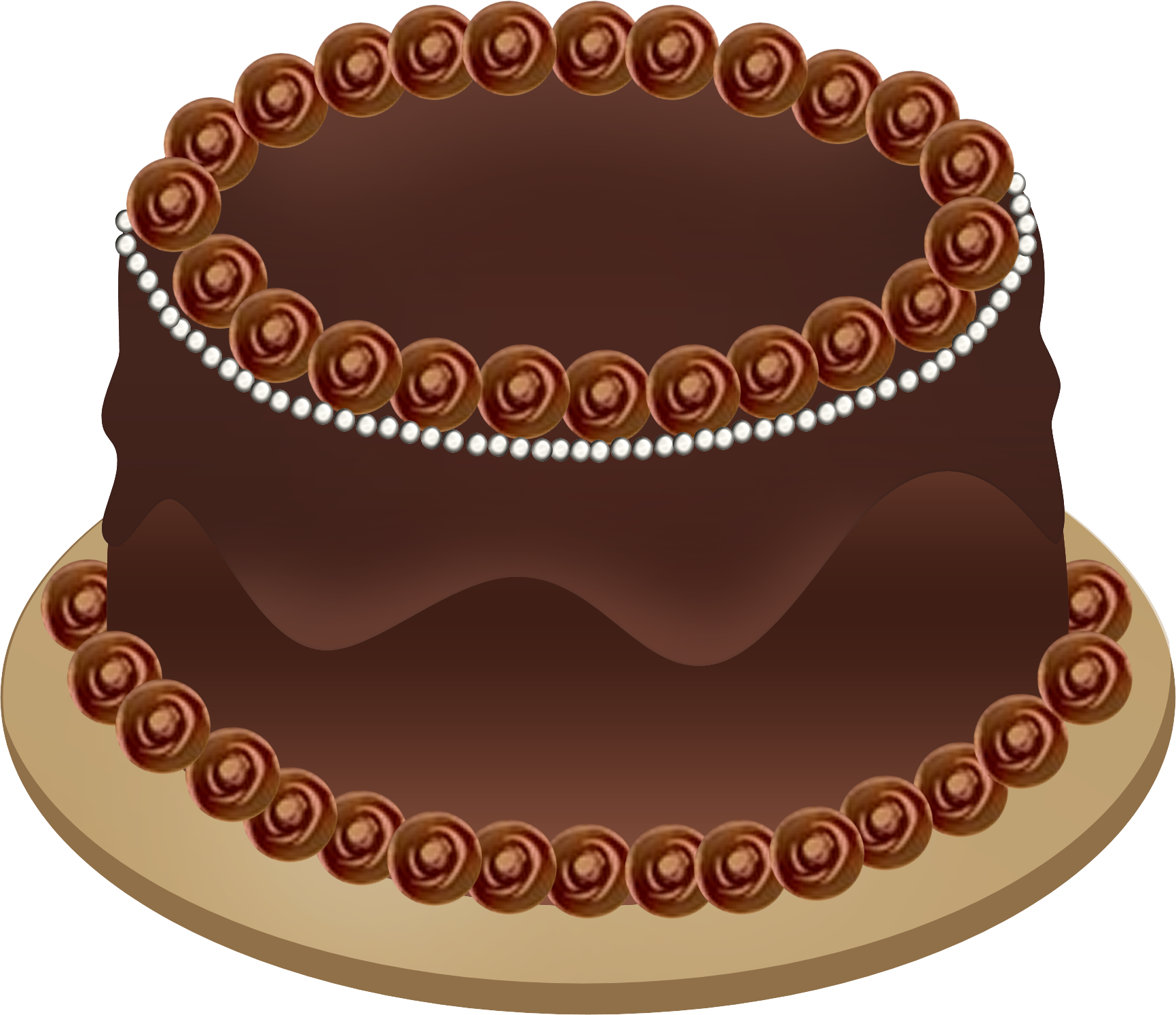 Chocolate Layer Cakewith Rosettes PNG Image