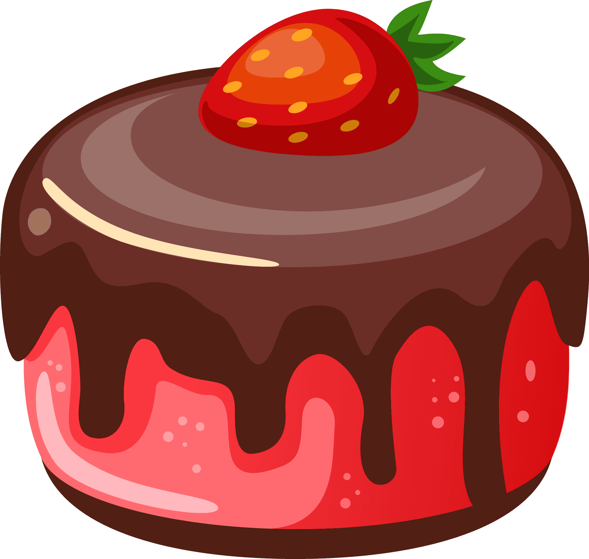 Chocolate Strawberry Cake Cartoon PNG Image