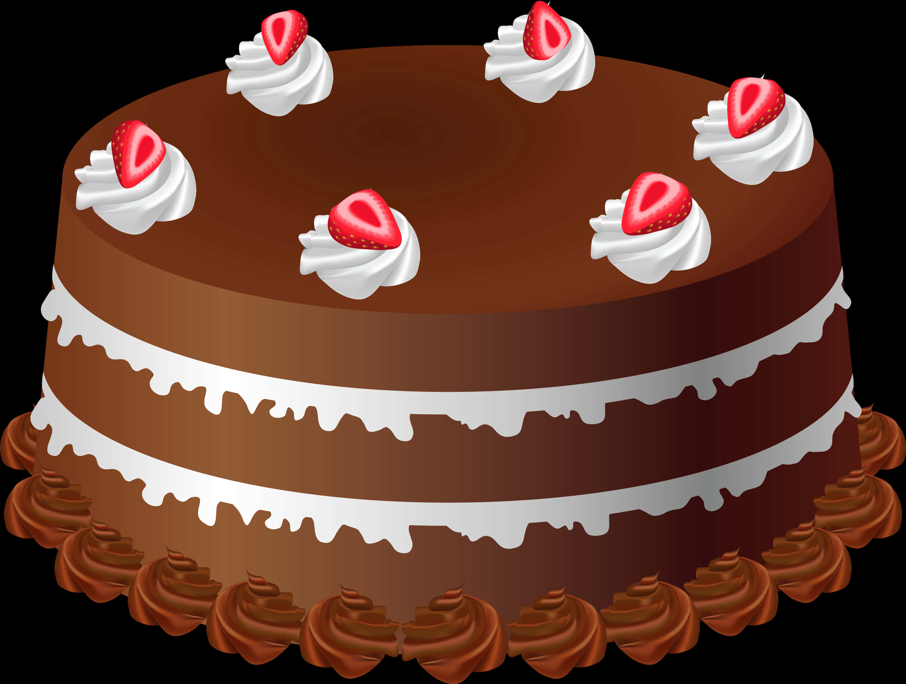 Chocolate Strawberry Cake Illustration PNG Image