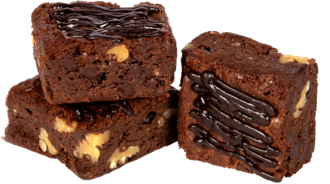 Chocolate Walnut Brownies Drizzledwith Ganache.png PNG Image