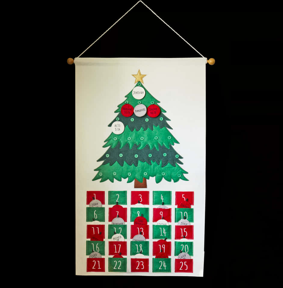 Christmas Advent Calendar Wall Hanging PNG Image