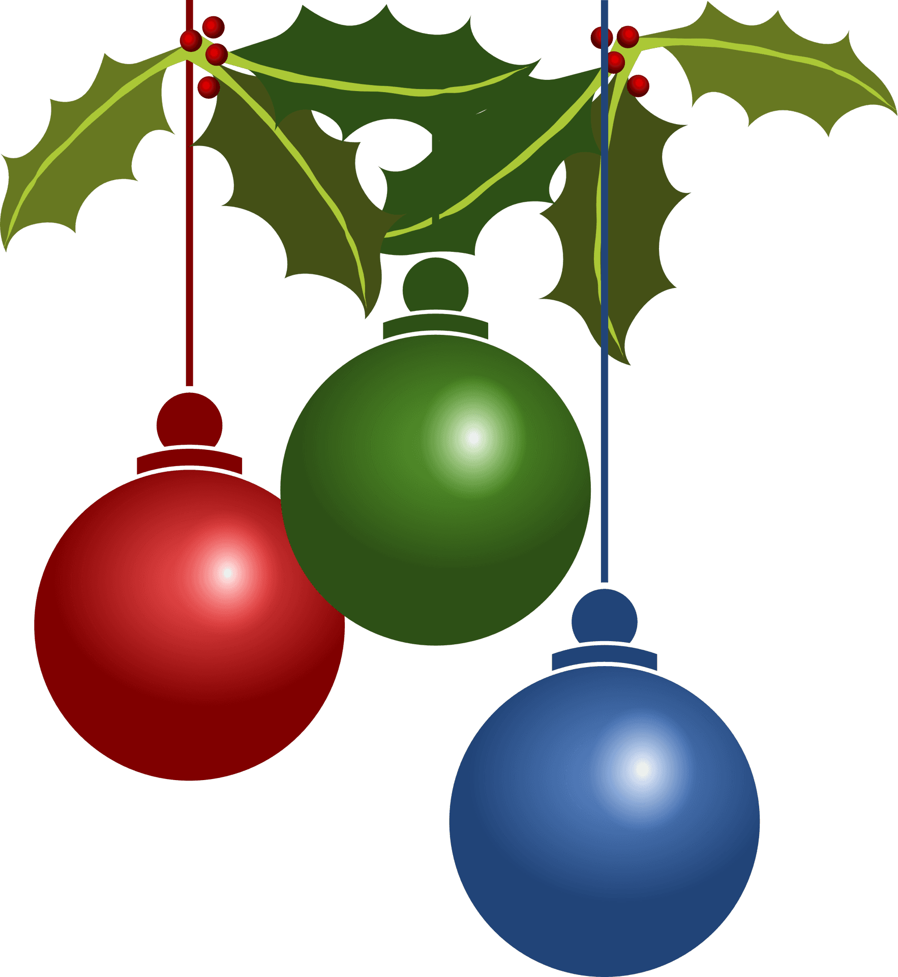 Christmas Baublesand Holly Decoration PNG Image