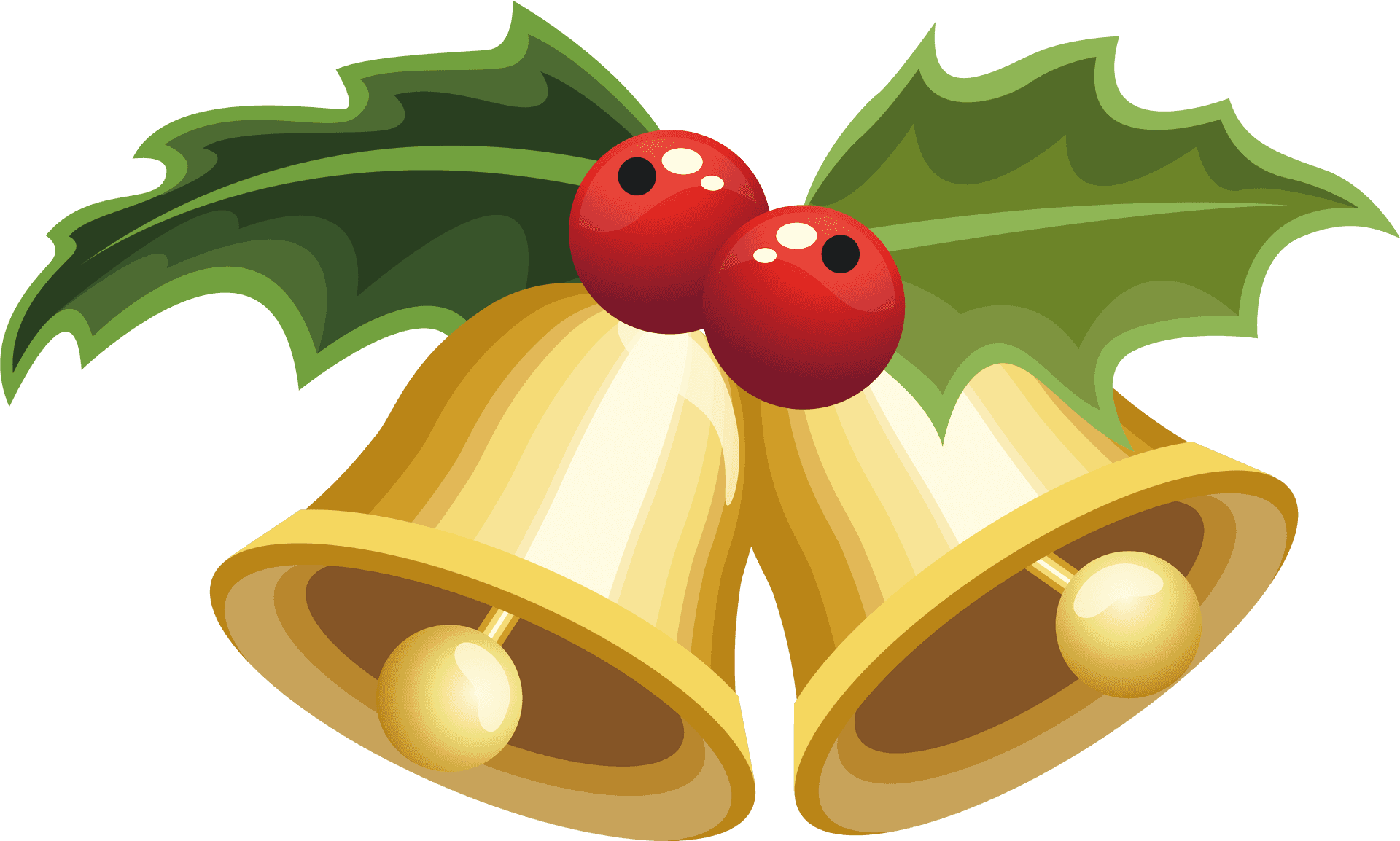 Christmas Bells Holly Decoration PNG Image