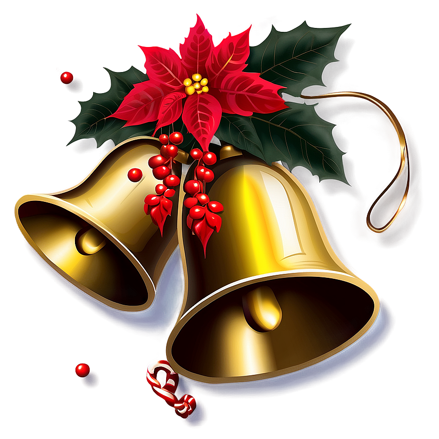 Christmas Bells With Poinsettia Png Bfd PNG Image