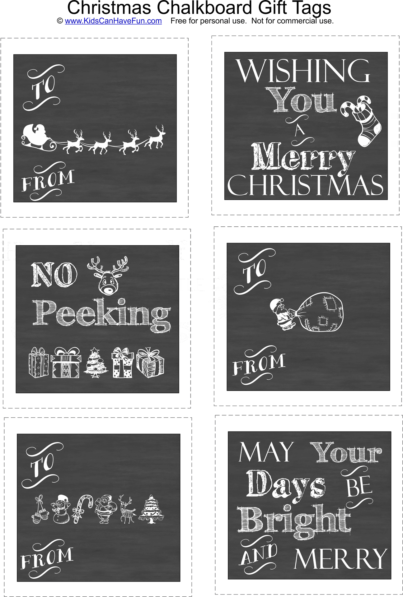 Christmas Chalkboard Gift Tags Printable PNG Image